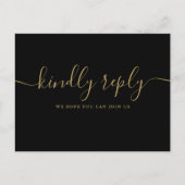 シックなブラックと金ゴールドの歌のリクエストRSVPポストカード インビテーションポストカード (正面)
