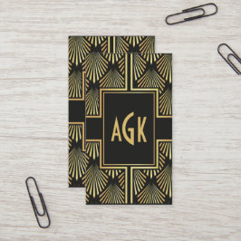 シックなブラックと金ゴールドアールデコ名刺 名刺