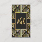 シックなブラックと金ゴールドアールデコ名刺 名刺 (正面)