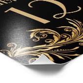 シックなブラックと金ゴールドト結婚ーンのテーブル番号 フォトプリント            (角)