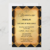 シックなブラックと金ゴールドバチェロレッテ 招待状 (正面)