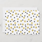 シックなブラックと金ゴールド紙吹雪誕生日 招待状 (裏面)