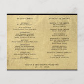 シックなブラックと金ゴールド結婚のタイムラインとプログラム (裏面)