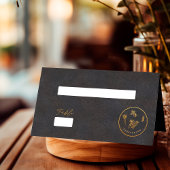 シックなブラックと金ゴールド結婚ベジタリアンの食べ物の選択 プレイスカード