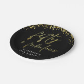 シックなブラックと金ゴールド50と素晴らしい誕生日 ペーパープレート (アングル)