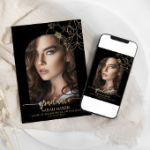 シックなブラックと金ゴールド |アーチフォト卒業 案内状