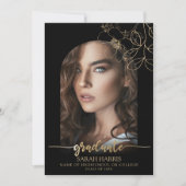 シックなブラックと金ゴールド |アーチフォト卒業 案内状 (正面)