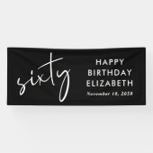 シックなブラックの60歳の誕生日パーティー 横断幕 (横)