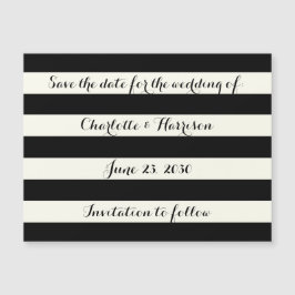 シックなブラックアイボリーストライプマグネットを保存する