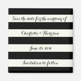 シックなブラックアイボリーストライプマグネットを保存する マグネット