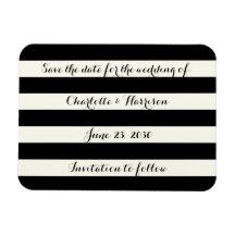 シックなブラックアイボリーストライプマグネットを保存する