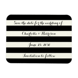 シックなブラックアイボリーストライプマグネットを保存する マグネット