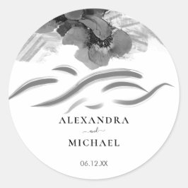 シックなブラックアイリス結婚フラワーズ ラウンドシール