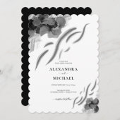 シックなブラックアイリス結婚フラワーズ 招待状 (正面/裏面)