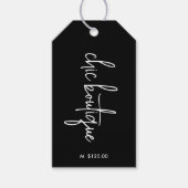 シックなブラックアパレルブティック価格つるラベルロゴ ギフトタグ (正面)
