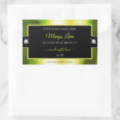 シックなブラックイエローグリーンブリリアントプロダクトラベル 長方形シール (バッグ)