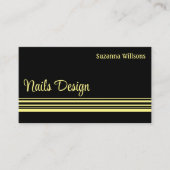 シックなブラックイエローストライププロフェッショナルとスタイリッシュ 名刺 (正面)