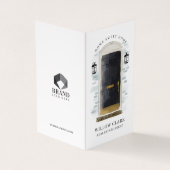 シックなブラックウォーターカラーフロントドアフォト&サービス 名刺 (外部)