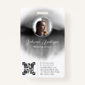 シックなブラックウォーター色抽象芸術スクリプトフォトロゴ バッジ (正面)