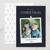 シックなブラックカスタムの家族の写真のクメリーリスマス シーズンカード (正面/裏面)