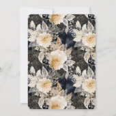 シックなブラッククリームヒョウ動物ロマン結婚チック 招待状 (裏面)