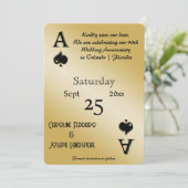 シックなブラックグリッター&エーススペードの日付を保存 招待状 (スタンド正面)