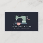 シックなブラックグリーンオレンジピンク裁縫マシンテーラー 名刺 (正面)