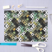 シックなブラックグリーンティール（緑がかった色）ブルーサークルのアートパターン 薄葉紙 (クラフト)