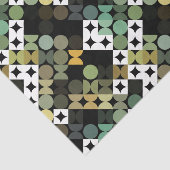 シックなブラックグリーンティール（緑がかった色）ブルーサークルのアートパターン 薄葉紙 (詳細)