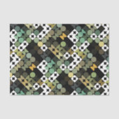 シックなブラックグリーンティール（緑がかった色）ブルーサークルのアートパターン 薄葉紙 (正面)