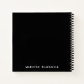 シックなブラックグレーモノグラム書道 ノートブック (裏面)