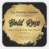 シックなブラックゴールドフォイルモダンラグジュアリーキャンドル製品 スクエアシール (正面)