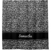 シックなブラックシルバーグレーレオパードパーソナライズされたプリント シャワーカーテン (正面)