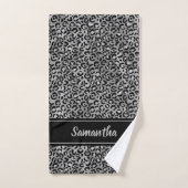 シックなブラックシルバーグレーレオパードパーソナライズされたプリント バスタオルセット (ハンドタオル)