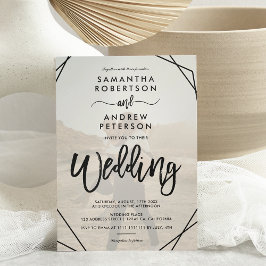 シックなブラックシンプルフレームのフォトス結婚クリプト 招待状