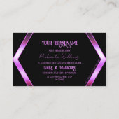 シックなブラックジオメトリックピンクパープルきらめくとロゴ 名刺 (裏面)
