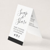 シックなブラックストライプウェディングパーティーハッシュタグミニサイン (正面)