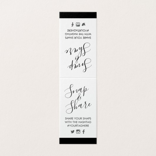 シックなブラックストライプウェディングパーティーハッシュタグミニサイン (外部フラット)