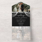 シックなブラックストリングライトフォトRSVP 結婚's オールインワン招待状 (内側)