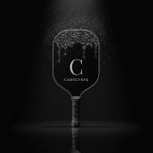 シックなブラックスパークルグリッタードリップスモノグラム ピックルボールラケット