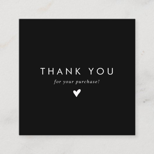 シックなブラックソーシャルメディアスナップ共有ありがとう スクエア名刺 (正面)