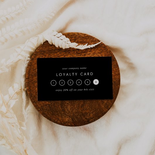 シックなブラックタイポグラフィビジネス報酬6パンチ ロイヤリティカード