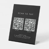 シックなブラックタイポグラフィビジネス2アプリスキャンして支払う 台座サイン (正面)