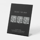 シックなブラックタイポグラフィビジネスQRコードスキャンして支払う 台座サイン (正面)