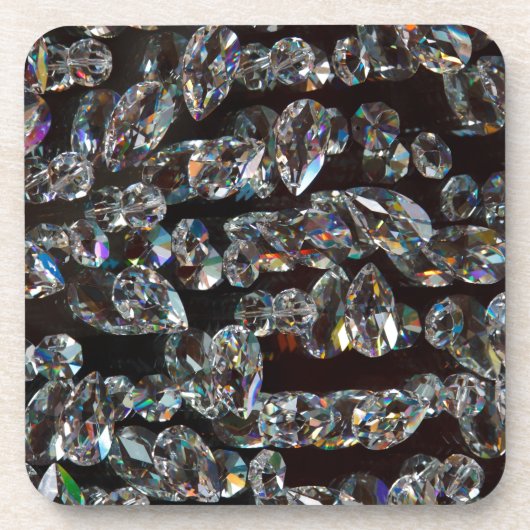 シックなブラックダイヤモンドの結晶抽象芸術パターンギフト コースター (正面)