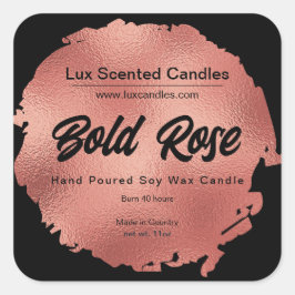 シックなブラックバラゴールドフォイルモダンラグジュアリーキャンドル スクエアシール