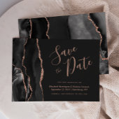シックなブラックバラ金ゴールドアガテダークセーブ日付カード 招待状