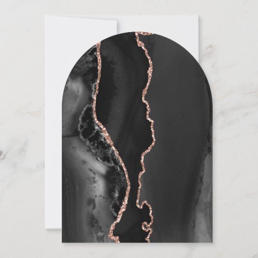 シックなブラックバラ金ゴールドアゲートダークアー結婚チズ 招待状 (裏面)