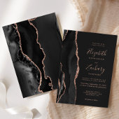 シックなブラックバラ金ゴールドアゲートダーク結婚式招待状 招待状
