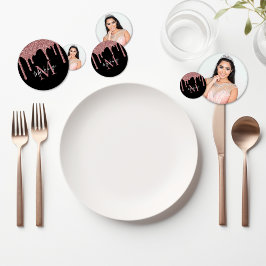 シックなブラックバラ金ゴールドグリッタードリップス誕生日 コンフェッティ